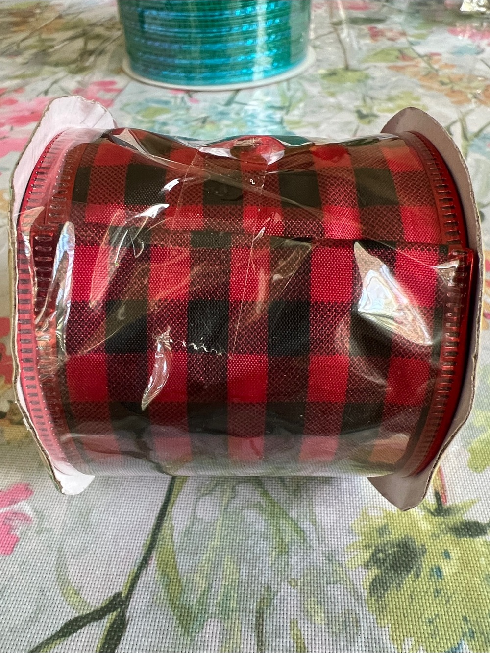 Buffalo Plaid Wired Ribbon in Red and Black - Home Party Supplies